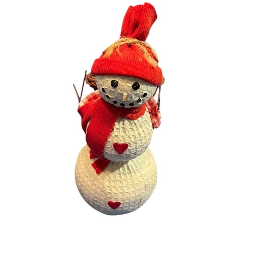 Christmas Medium Red Fabric Snowman Holiday Decor 13"